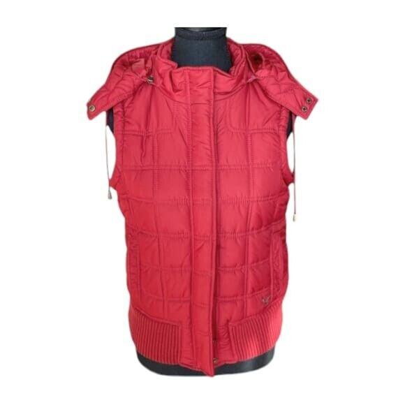 AMERICAN EAGLE Women's Puffer Vest With Removable Hood Red Size Medium - Picture 1 of 10